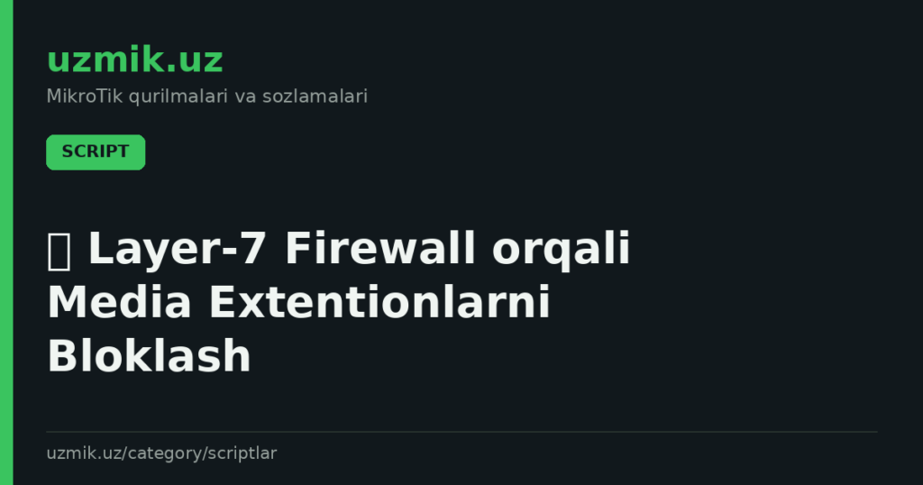 🛡 Layer-7 Firewall orqali Media Extentionlarni Bloklash