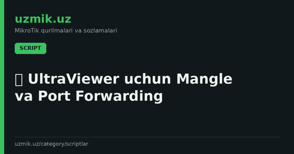 🛡 UltraViewer uchun Mangle va Port Forwarding