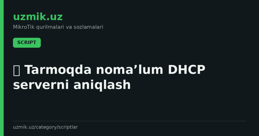 🛡 Tarmoqda noma’lum DHCP serverni aniqlash