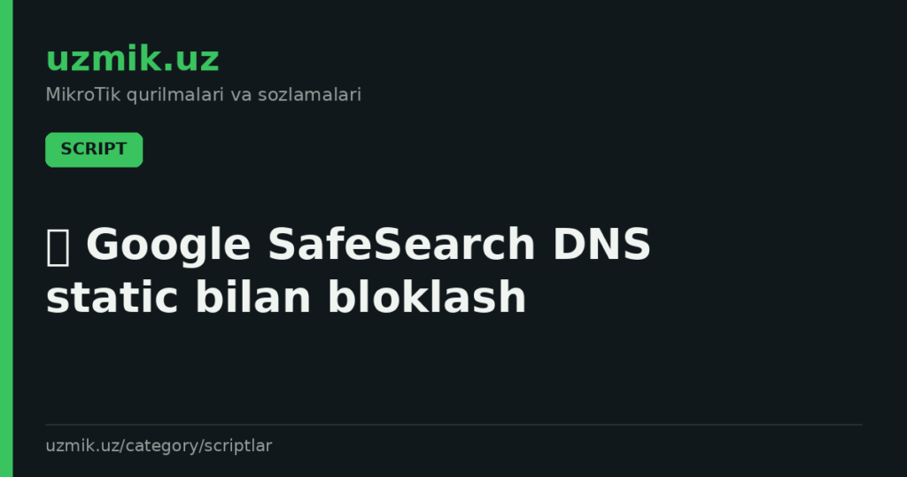 🔒 Google SafeSearch DNS static bilan bloklash