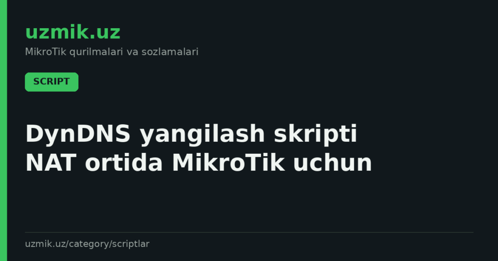 DynDNS yangilash skripti NAT ortida MikroTik uchun