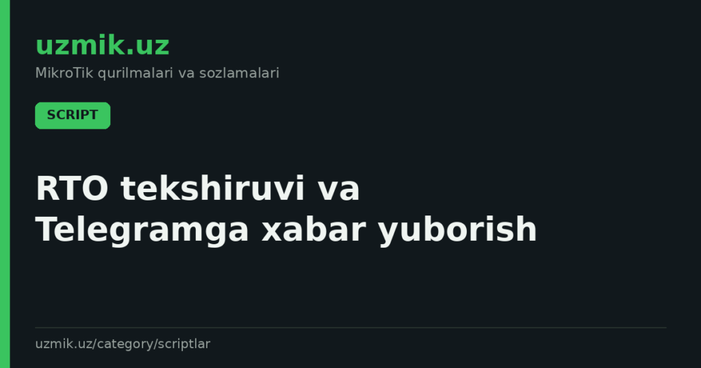 RTO tekshiruvi va Telegramga xabar yuborish