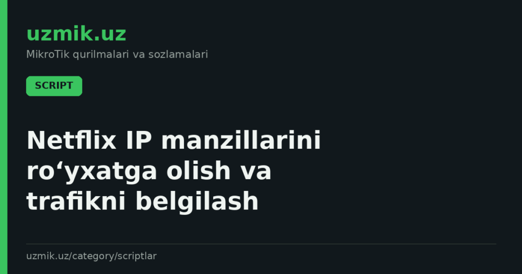 Netflix IP manzillarini ro‘yxatga olish va trafikni belgilash